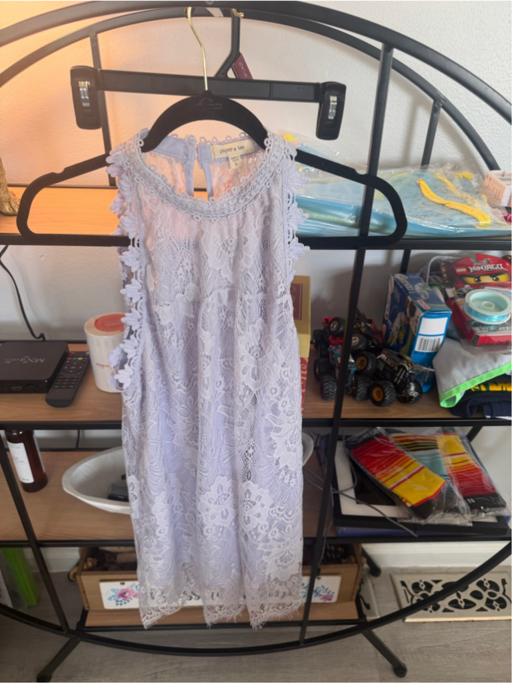 Women's Paper + Tee Lavender Lace Mini Dress Size L